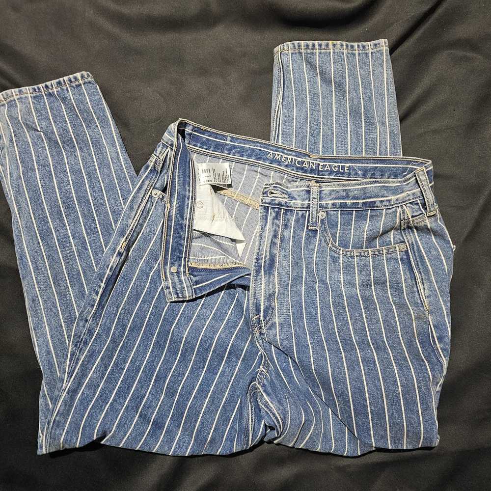 American Eagle Outfitters Blue and White Striped Jeans